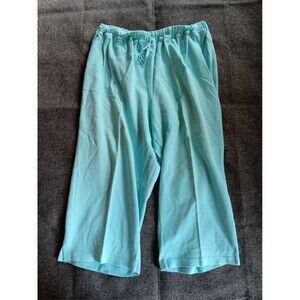 Pants 2XL Womans Silver Wear  Aqua Blue Casual Yoga Capris Drawstring
